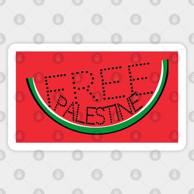 Free Palestine - Watermelon - Slightly Tilted - Back Magnet by SubversiveWare